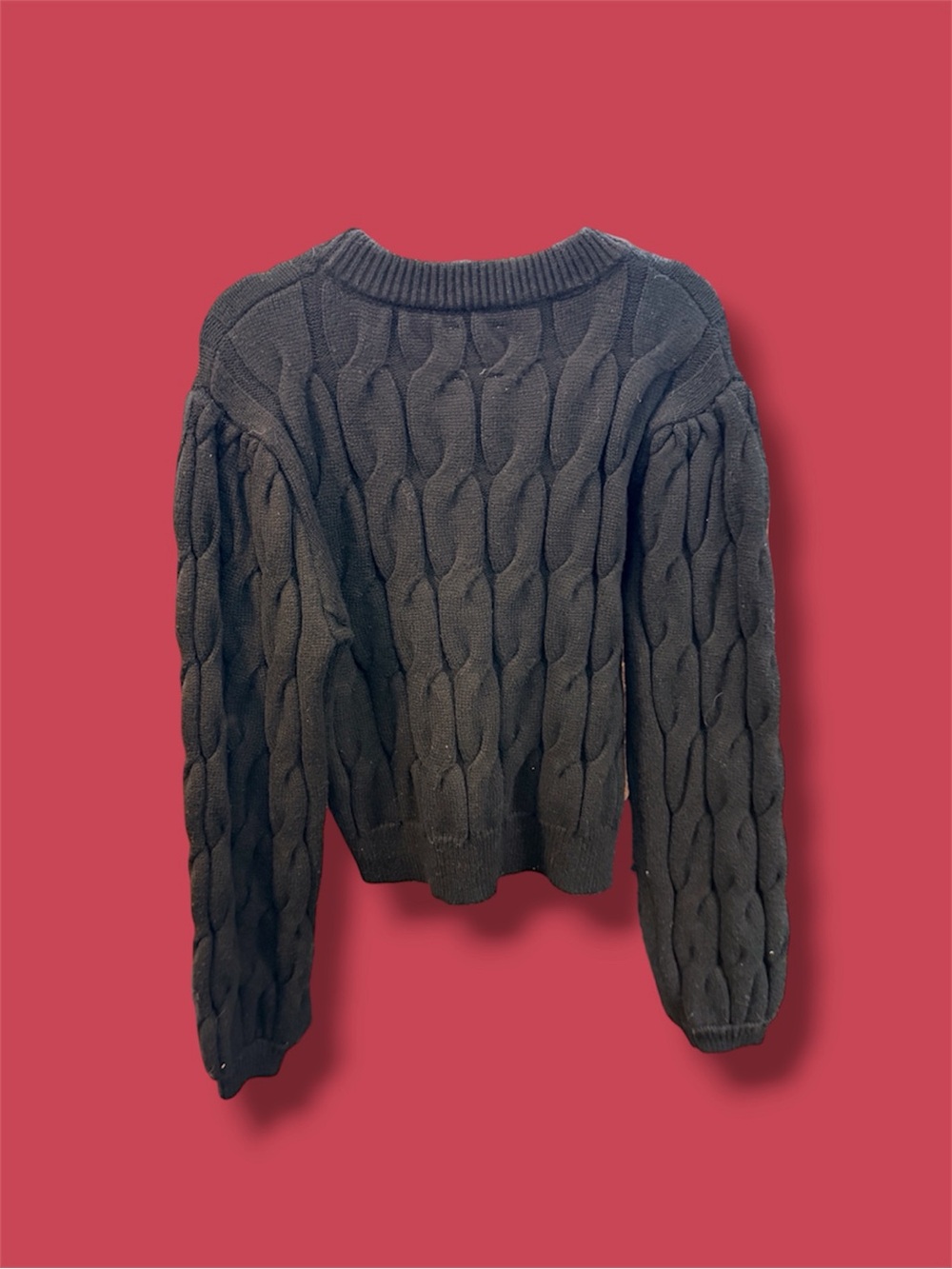 lola Black Cable-Knit Sweater with Pearl Necklace Detail - Picture 3 of 5